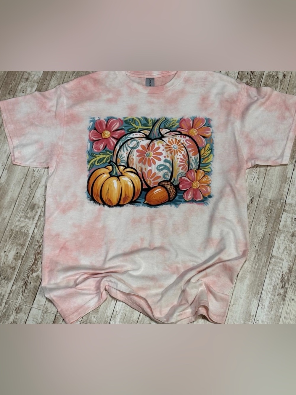Fall pumpkins hand dyed pink Shirt Size Medium